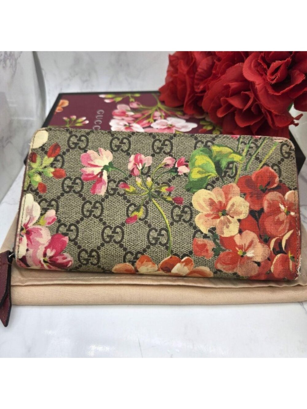 Gucci Zip Around Wallet Blooms Flower Pink